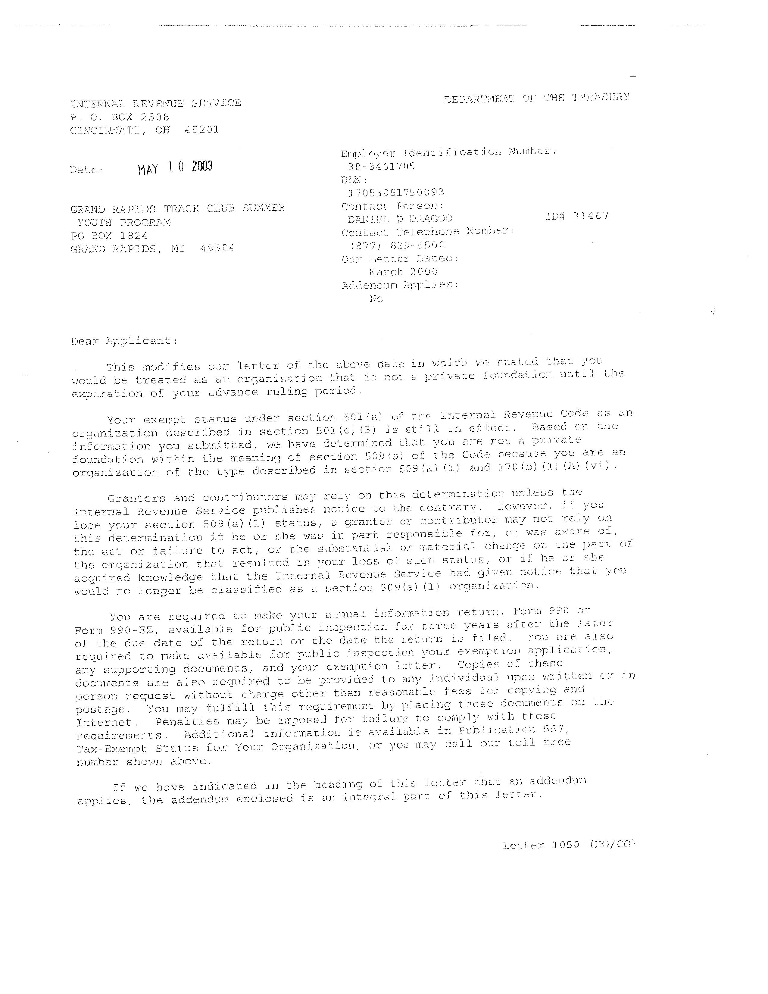 letter of certificate for non profit
